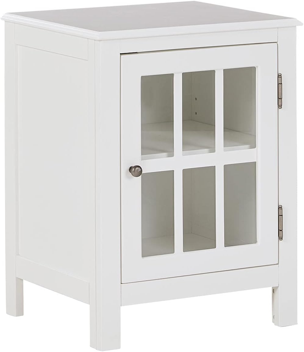 White Modern Farmhouse Accent Cabinet End Table X402799
