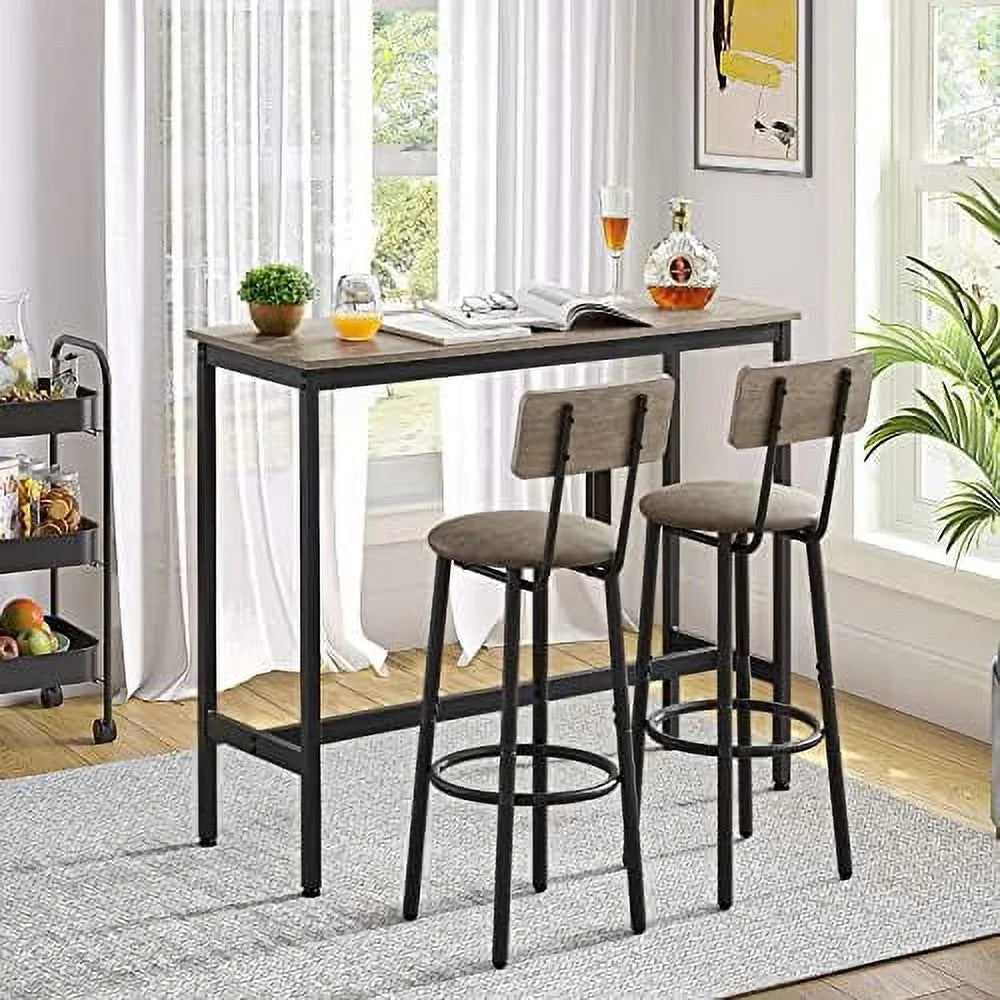 3-Piece Rectangle Dining Table and 2 Chairs Set Grey M911