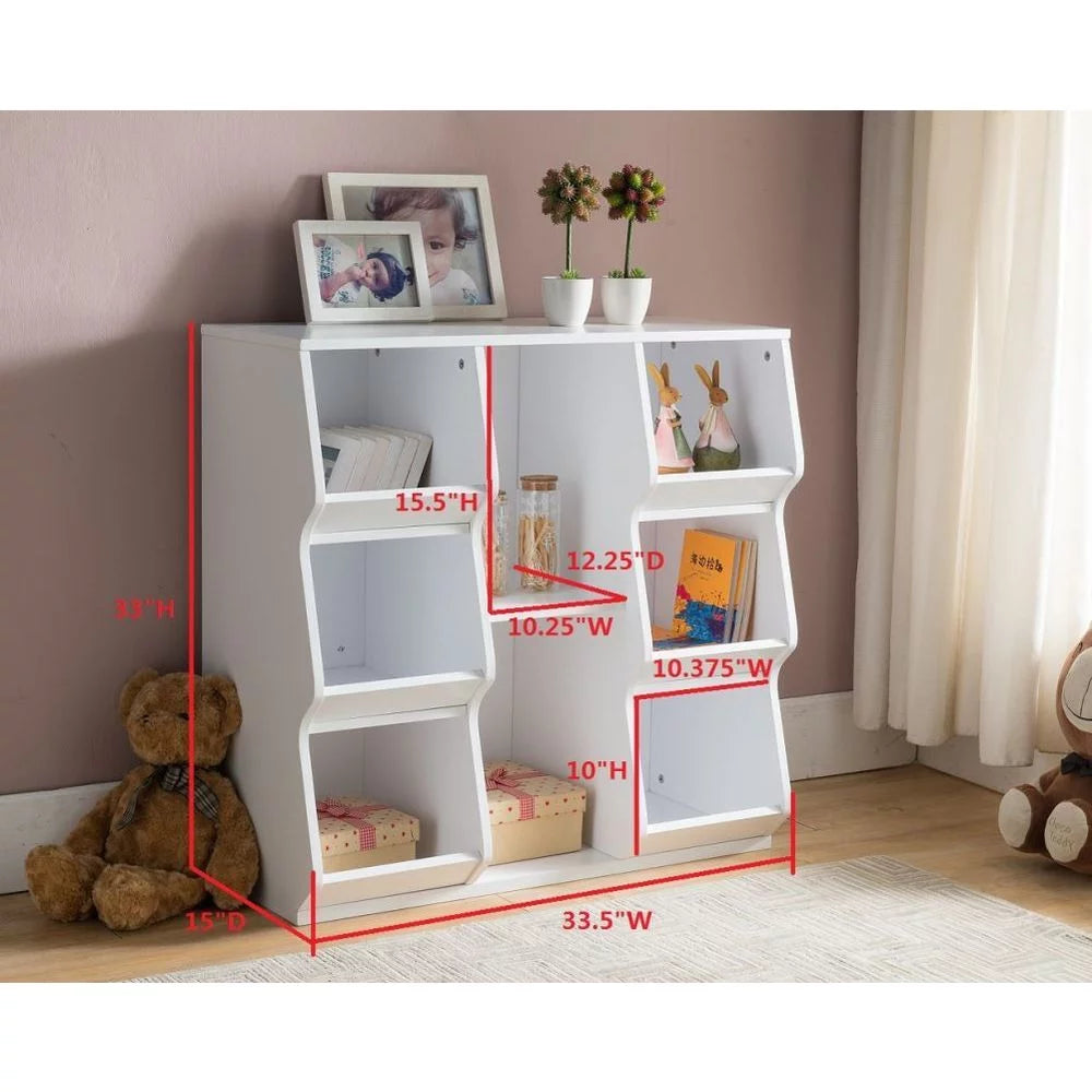 White 8 Shelf Wood Bookcase F280426