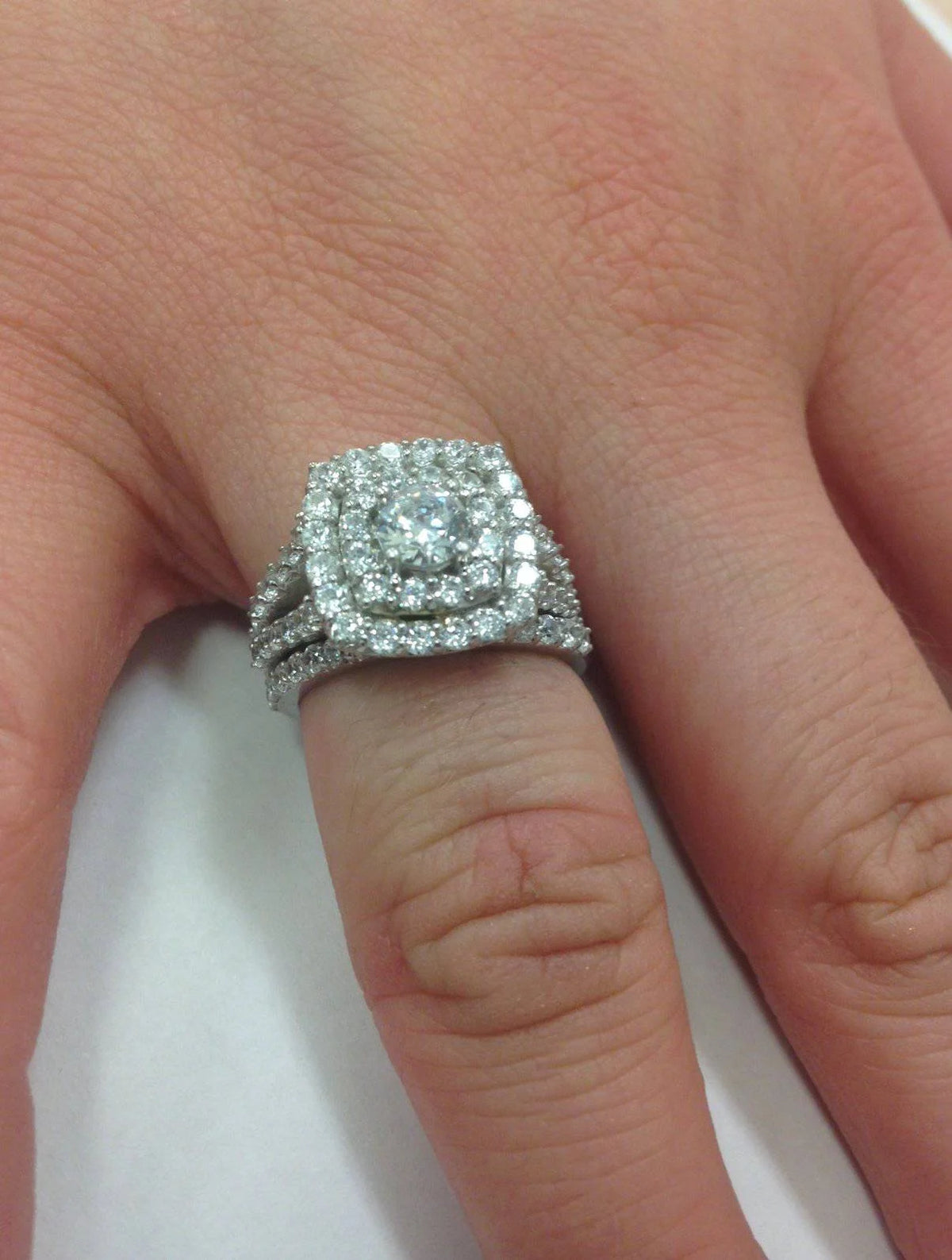 2 Ct Diamond Engagement Halo Ring Set I7920