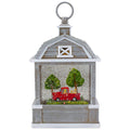 12.75x22 Lighted Gray Barn Snow Globe with Red Truck and Dogs C427565