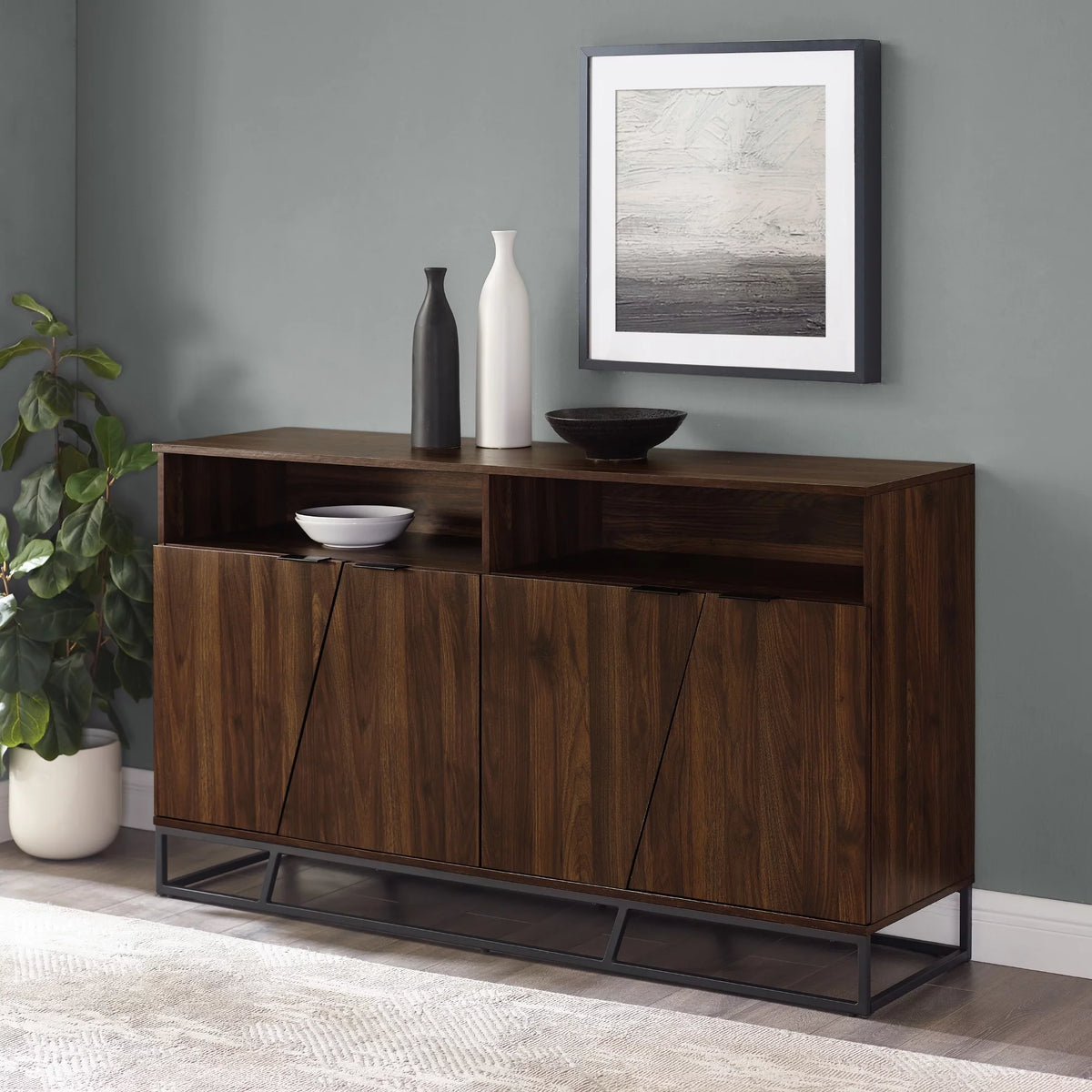 Dark Walnut Angled Door Sideboard M2783