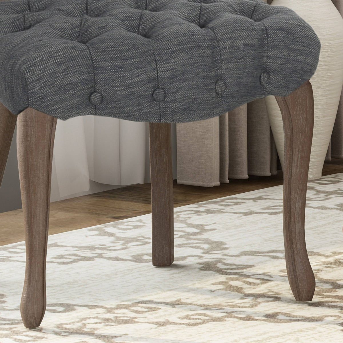 Tufted Dining Chair with Cabriole Legs Set of 2 Light Gray Y29572