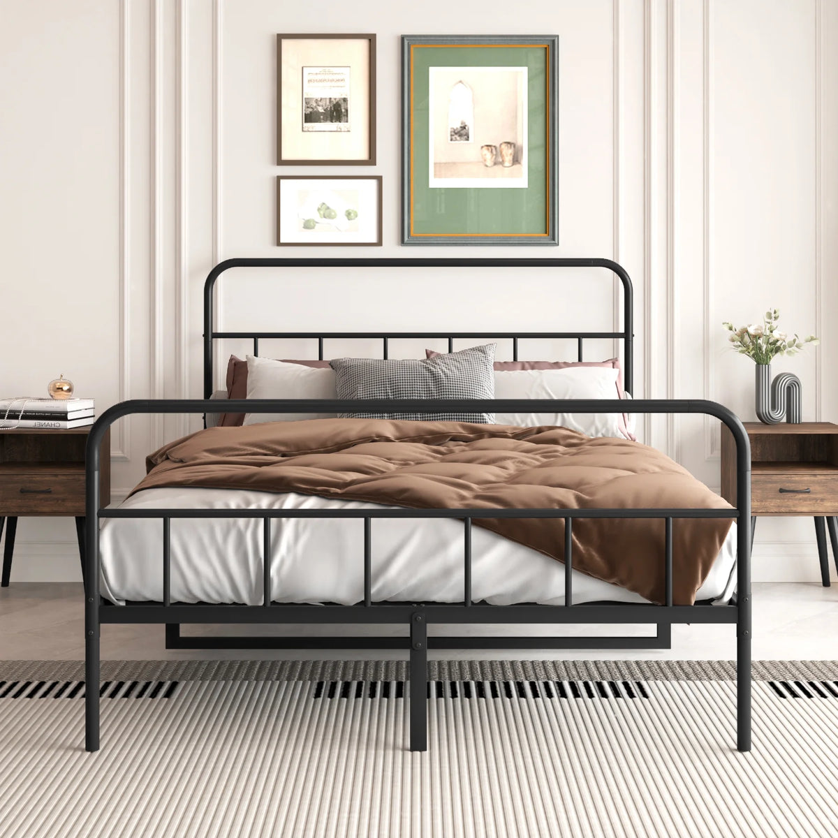 Metal Platform Bed Frame with Headboard Full J28454