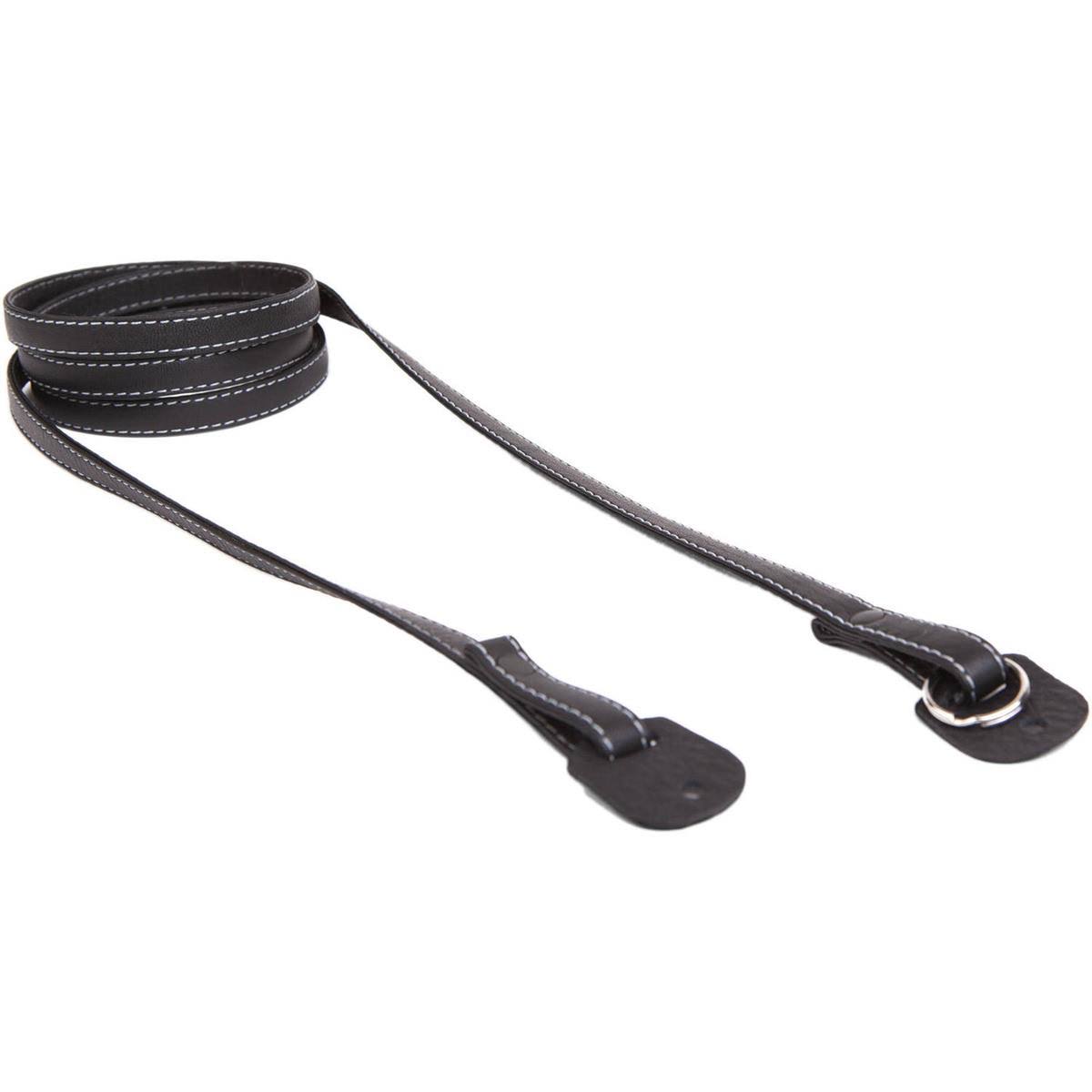 Gray Stitching Black Leather Camera Strap C858