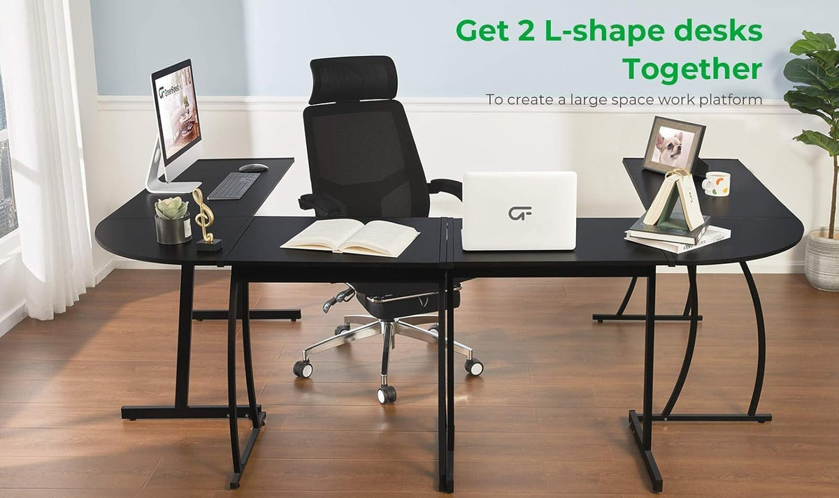 L Shaped Desk and File Cabinet with Open Storage Shelf I901379