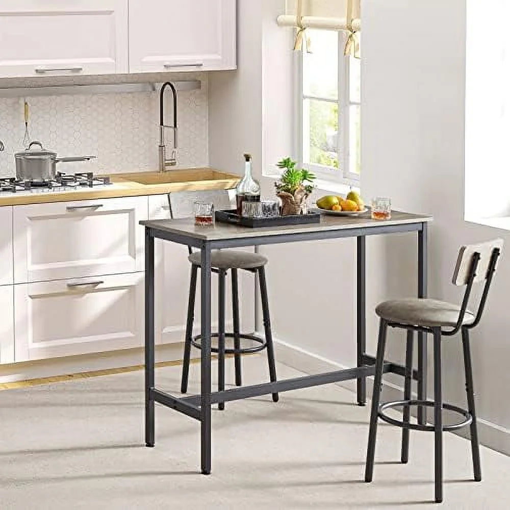 3-Piece Rectangle Dining Table and 2 Chairs Set Grey M911