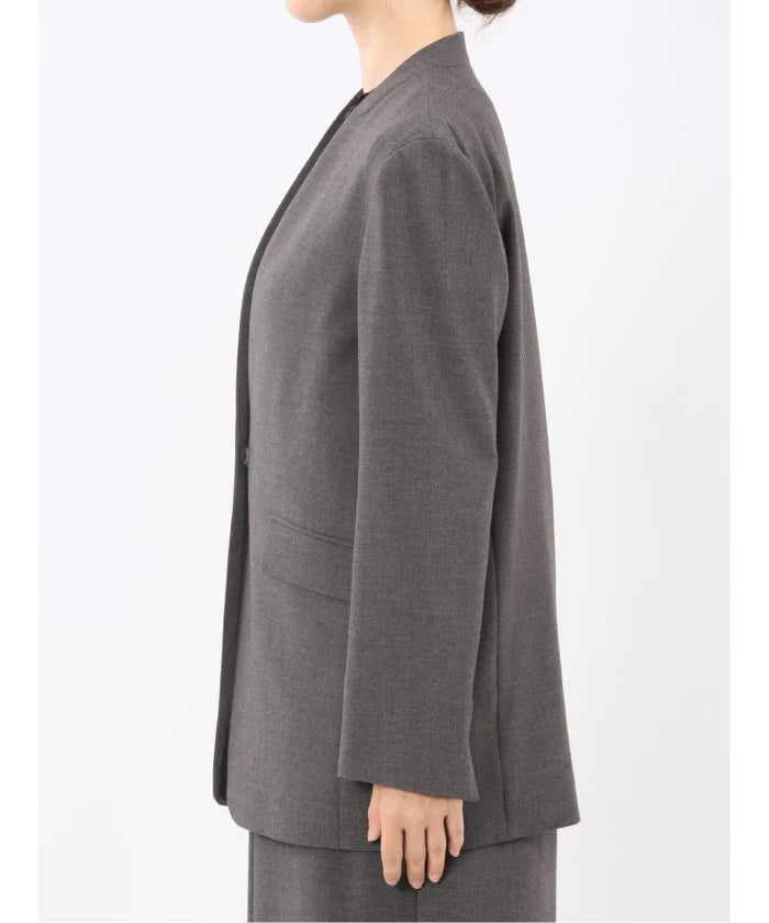 Stretch Washable Woolish No Collar Jacket L8867