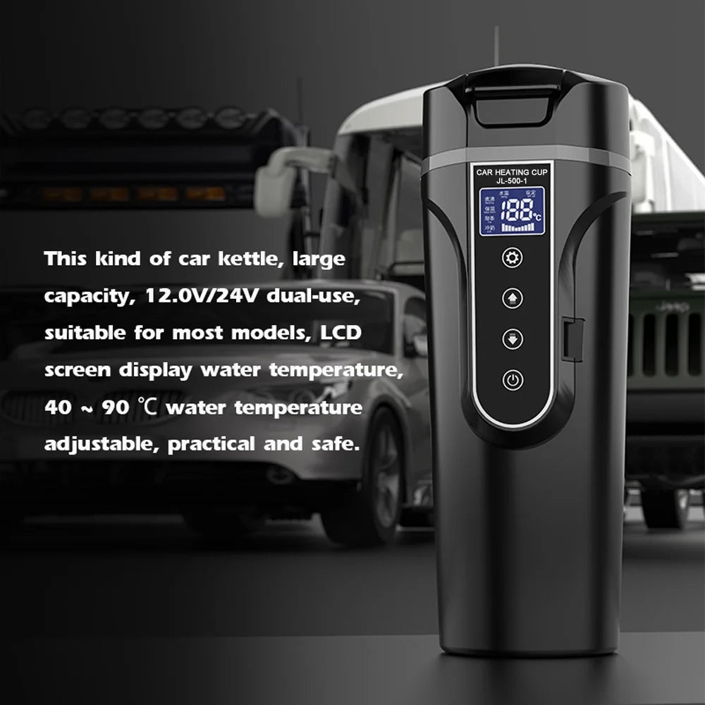 12.0V Car 24V Truck Heated Cup Electric Kettle with LCD Display C912