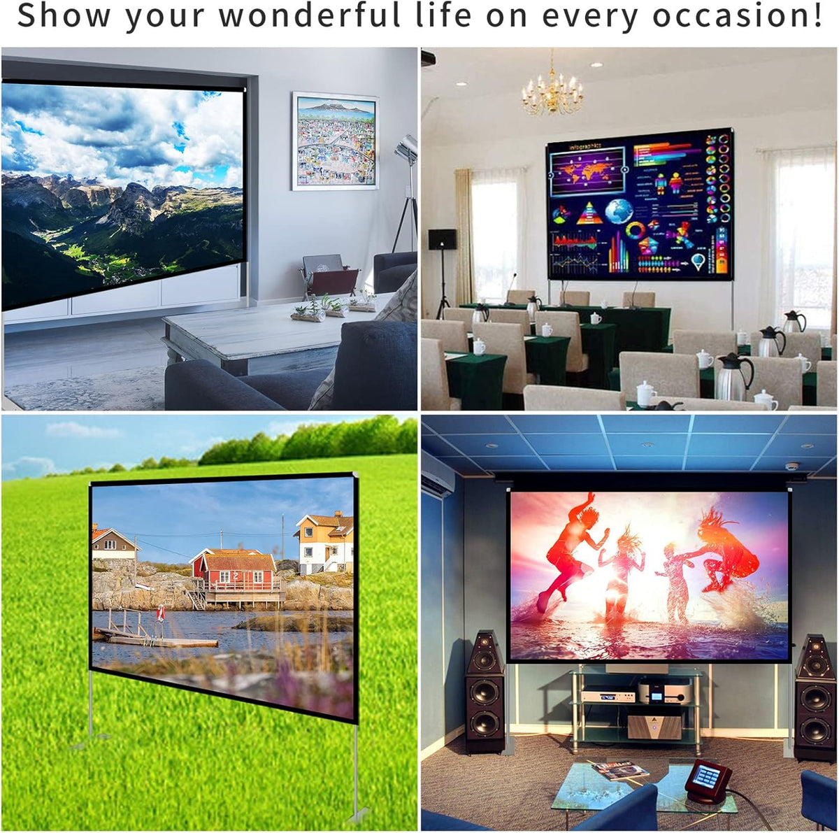 120 inch Portable Projection Screen with Stand and Carry Bag W932086