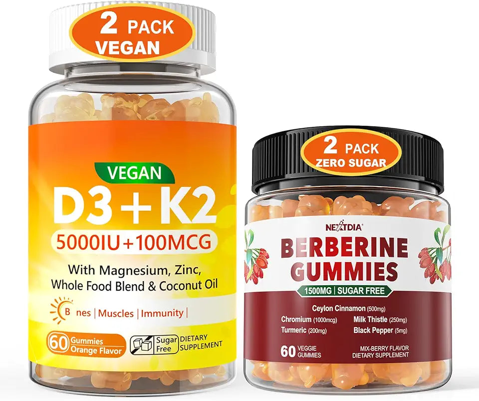 Vegan Vitamin D3 5000IU K2 Gummies + Berberine 1500mg Gummies C544281