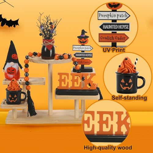 Halloween Decorations and Wooden Two Tiered Tray Stand G20869
