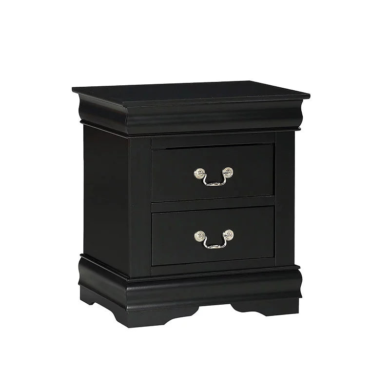 4pc Twin Size Bed Set Dresser Mirror Nightstand Black Wooden W6494