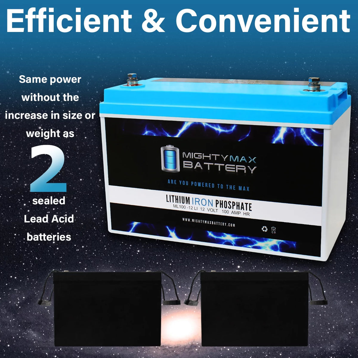 12V 100AH Lithium Replacement Battery 3 Pack K85960