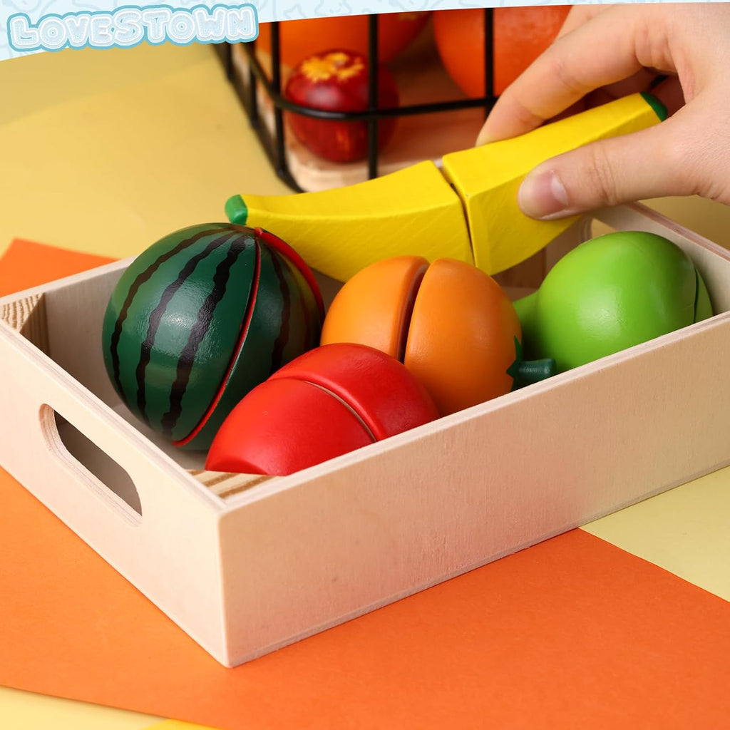 Wooden Play Food Set with Wooden Tray P968316