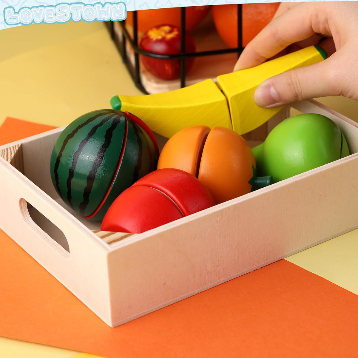 Wooden Play Food Set with Wooden Tray P968316