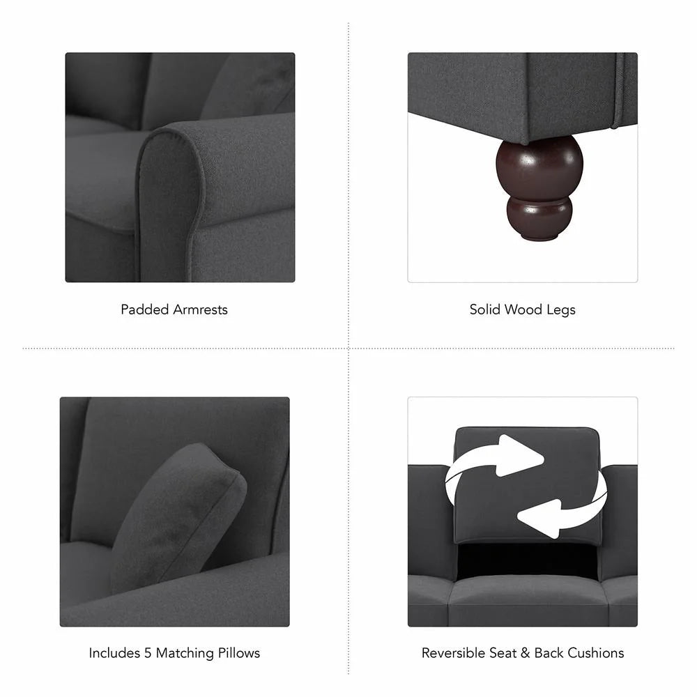 Charcoal Gray Herringbone U Shaped Couch with Chaise W793