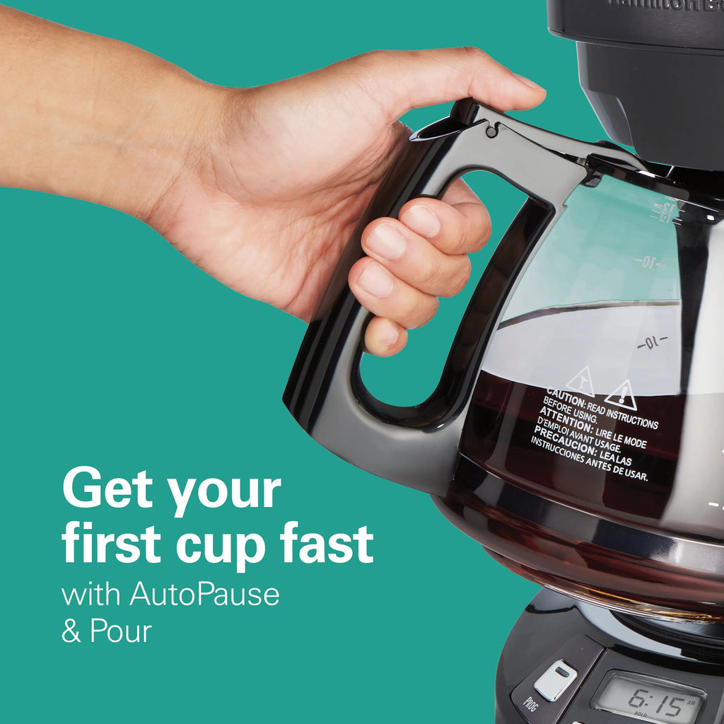 Programmable Coffee Maker, 12 Cup, Black Stainless Steel W451