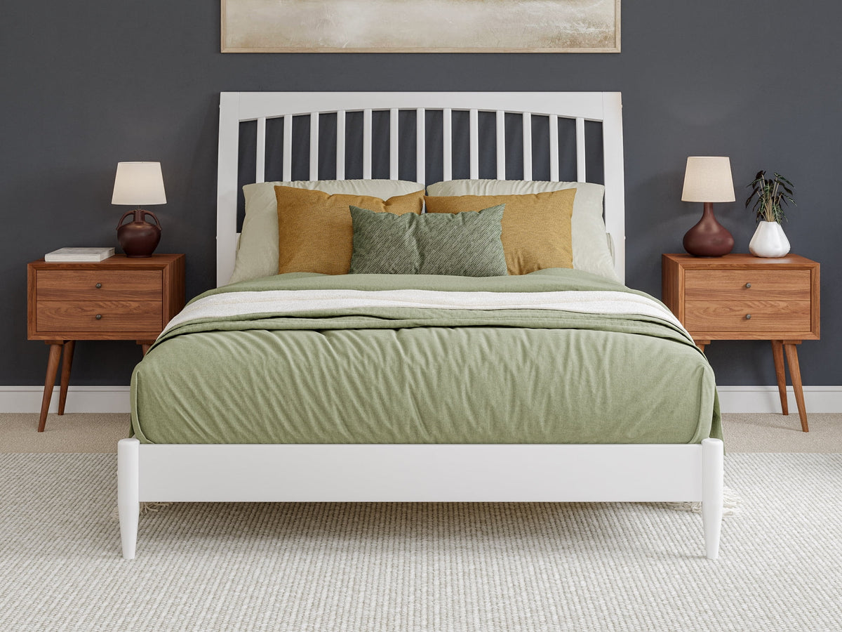 Queen Solid Wood Sleigh Platform Bed V36405