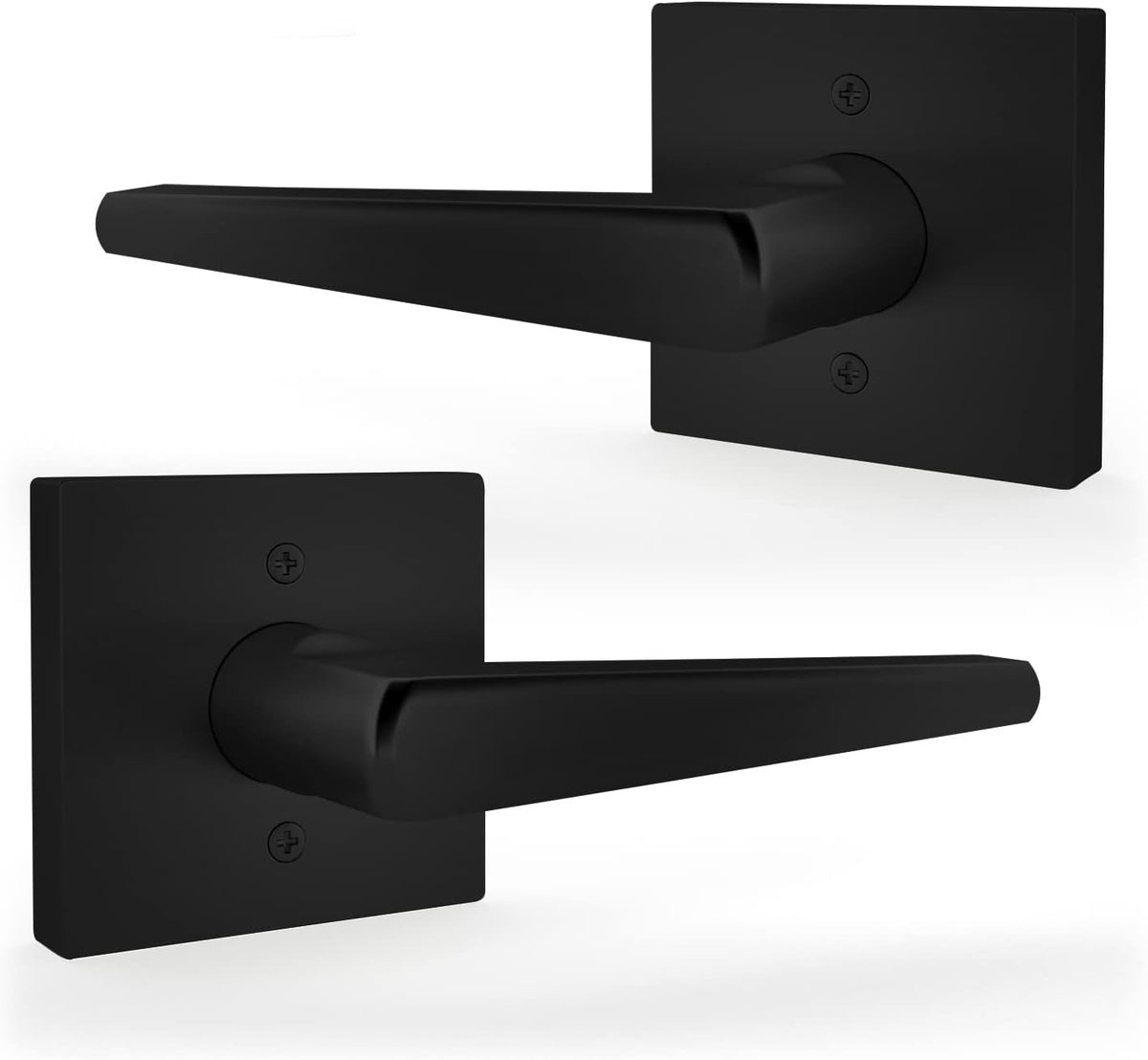 Matte Black Lever Door Handle and Deadbolt Lock Combo Pack of 2 J938
