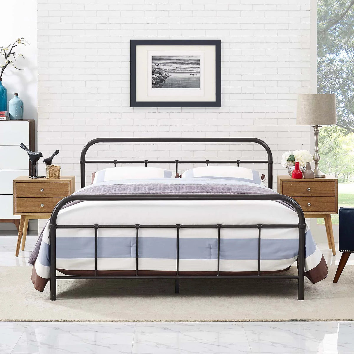 Queen Size Metal Platform Bed Frame X52816