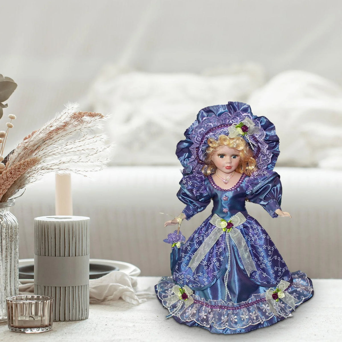 Violet Porcelain Dollhouse Lady with Dress G684361