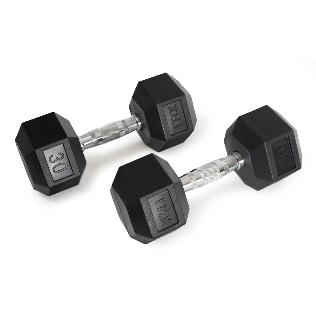 30lb Hex Rubber Dumbbell 1 Pair W7748