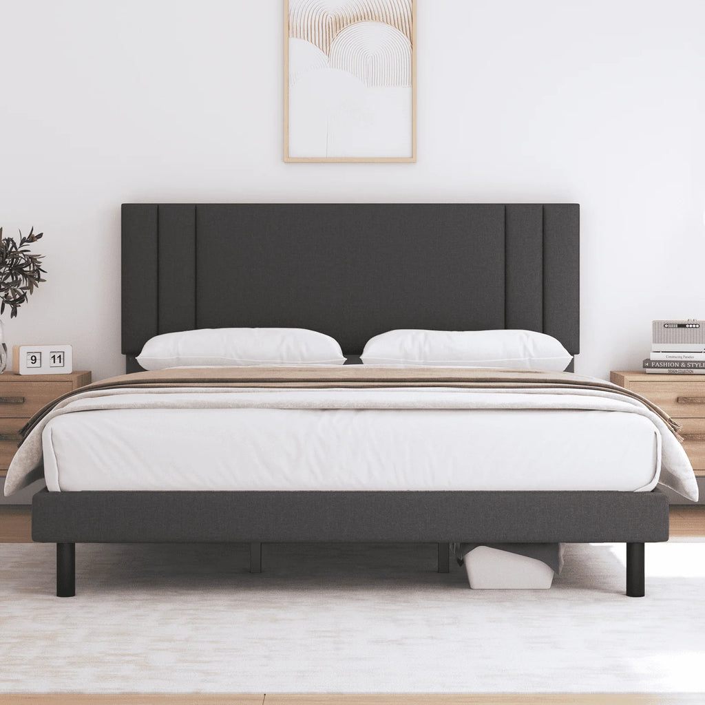 Queen Size Fabric Upholstered Platform Bed Frame L956