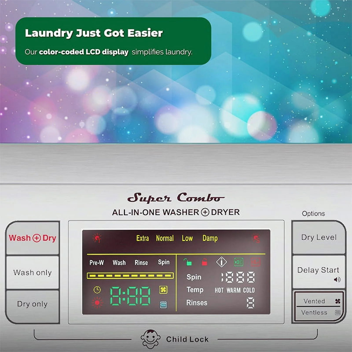Compact 110V Combo Washer Sensor Dry 1200 RPM Y1687
