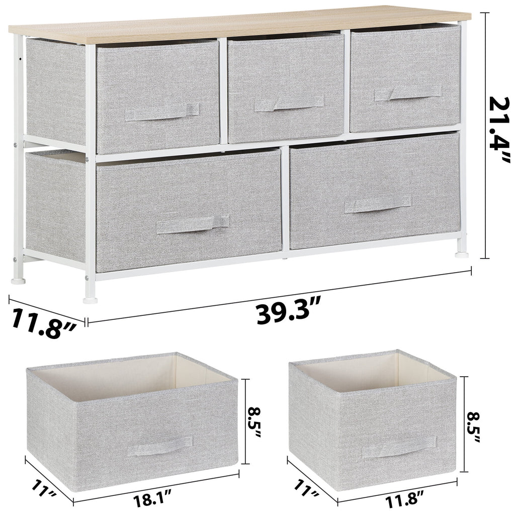 Brown 5 Drawer Fabric Dresser R815000
