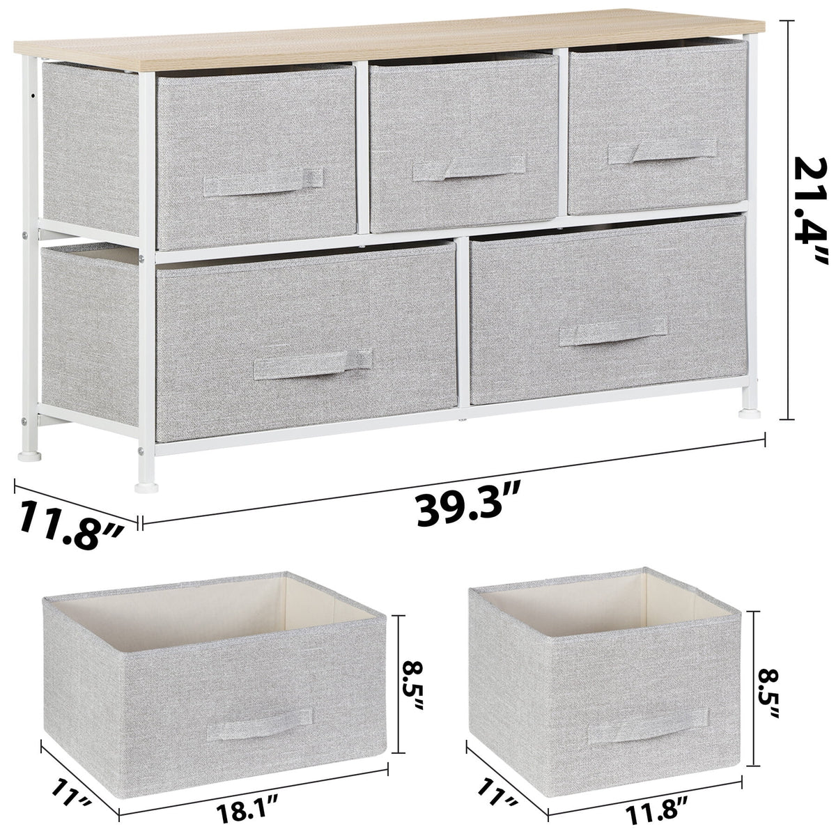 Brown 5 Drawer Fabric Dresser R815000
