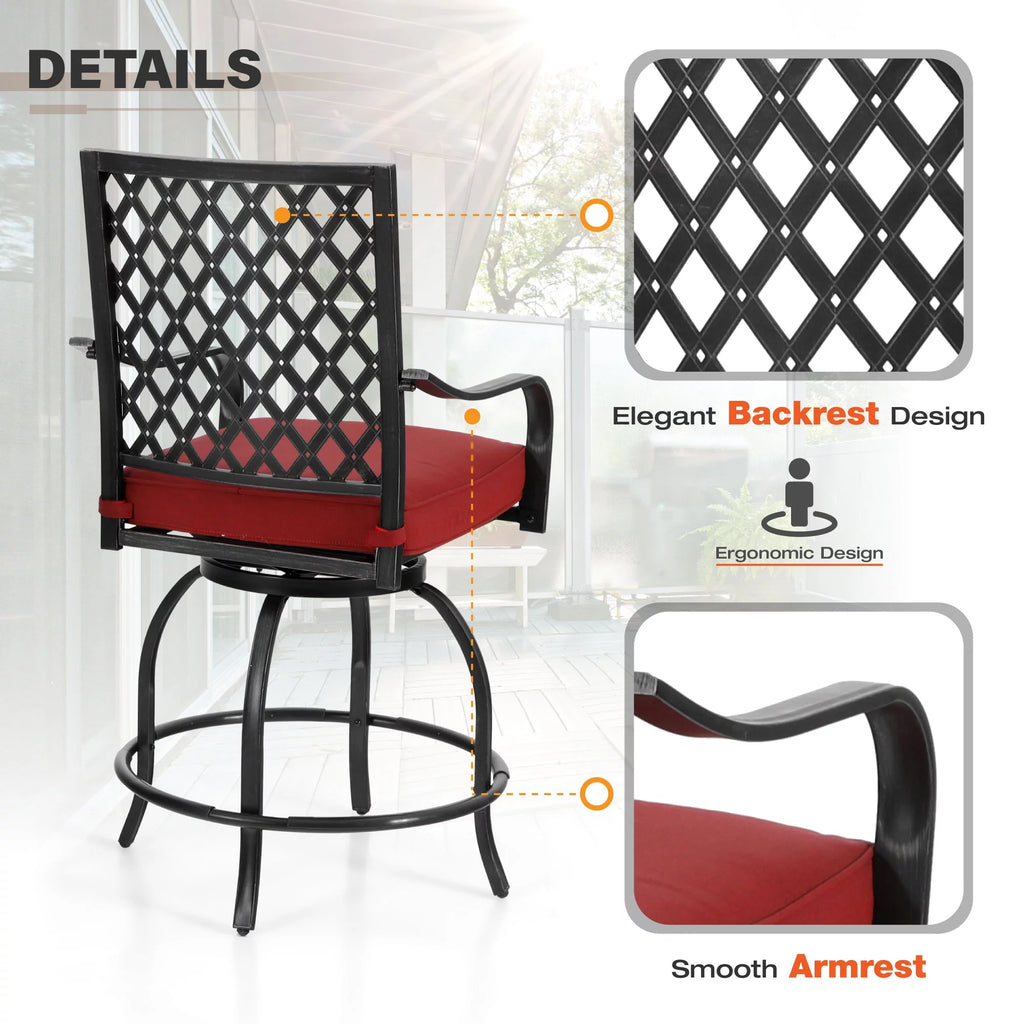 4 Pc Metal Swivel Bar Stools Set with Cushions M7305