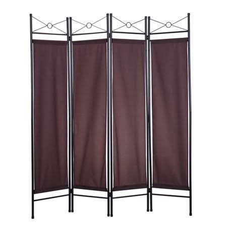 Brown Fabric 4 Panel Folding Room Divider Screen U992