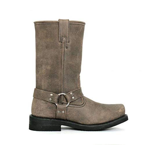 Stone Wash Brown 11-inch Tall Harness Leather Boots P288