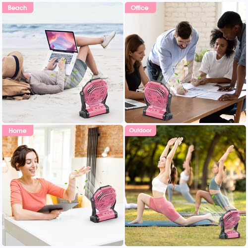 Portable Rechargeable Fan 20000mAh with LED Lantern Pink X386