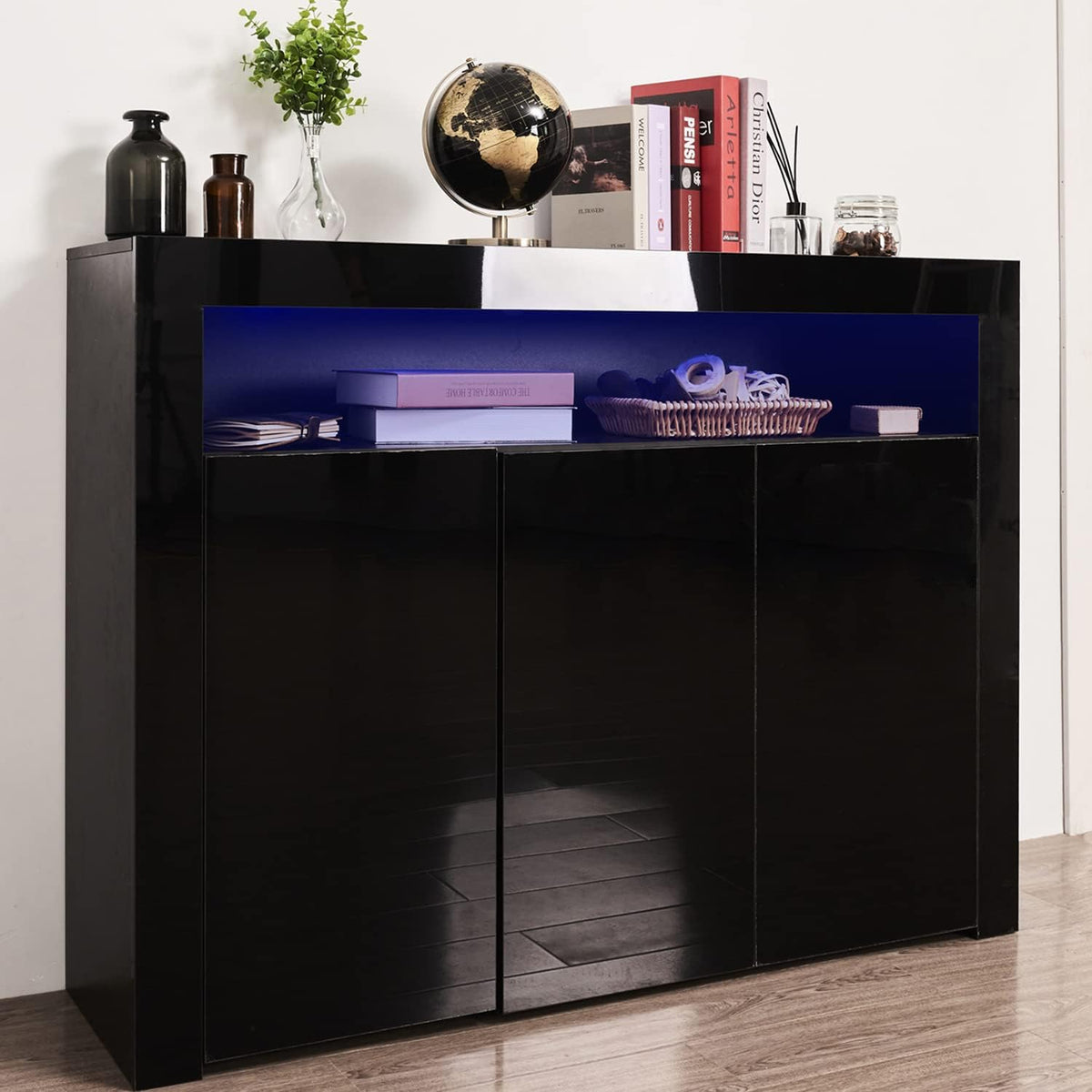 White LED Sideboard Cabinet with 3 Doors J83638