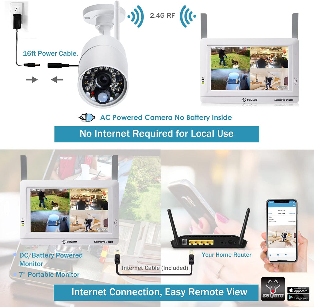 Wireless Security Camera System with Monitor, 1080P Night Vision X61047