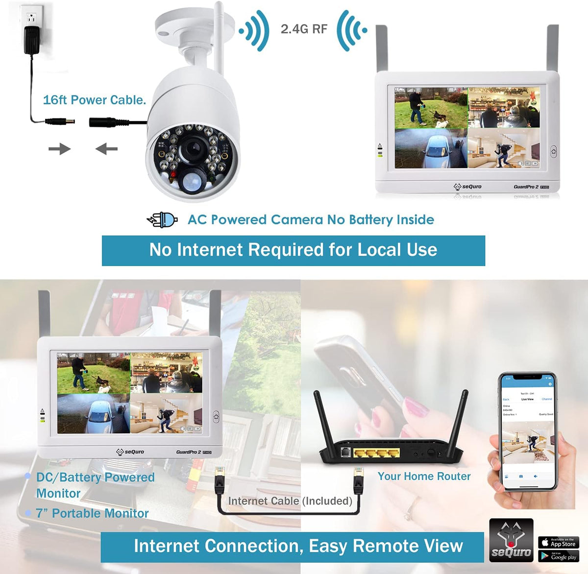 Wireless Security Camera System with Monitor, 1080P Night Vision X61047
