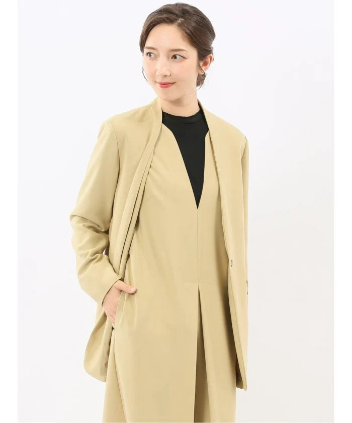 Stretch Washable Woolish No Collar Jacket L8867