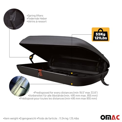 11.3 Cubic Feet Carbon Fiber Textured Car Rooftop Cargo Box V3004