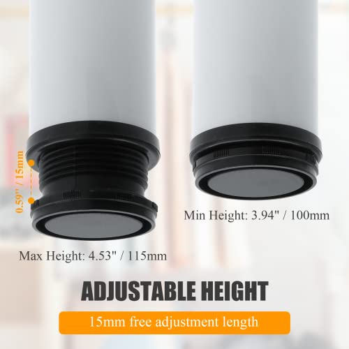 Pack of 4 White Adjustable Stainless Steel Furniture Leg H25676