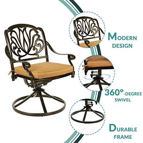 3-Piece Outdoor Patio Dining Set with Cast Aluminum and 2 Cushions B1888