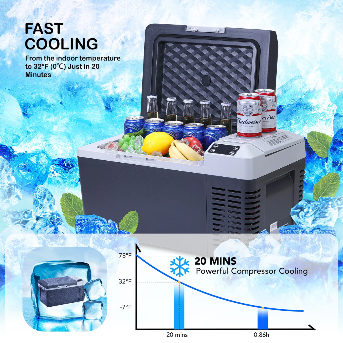 12 Volt 21 Quart Car Refrigerator Electric Cooler X801
