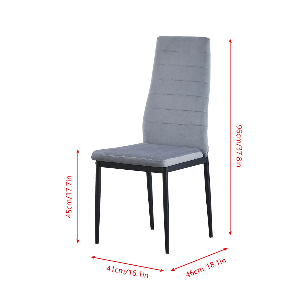 Set of 4 Gray Velvet Upholstered Dining Chairs P701556