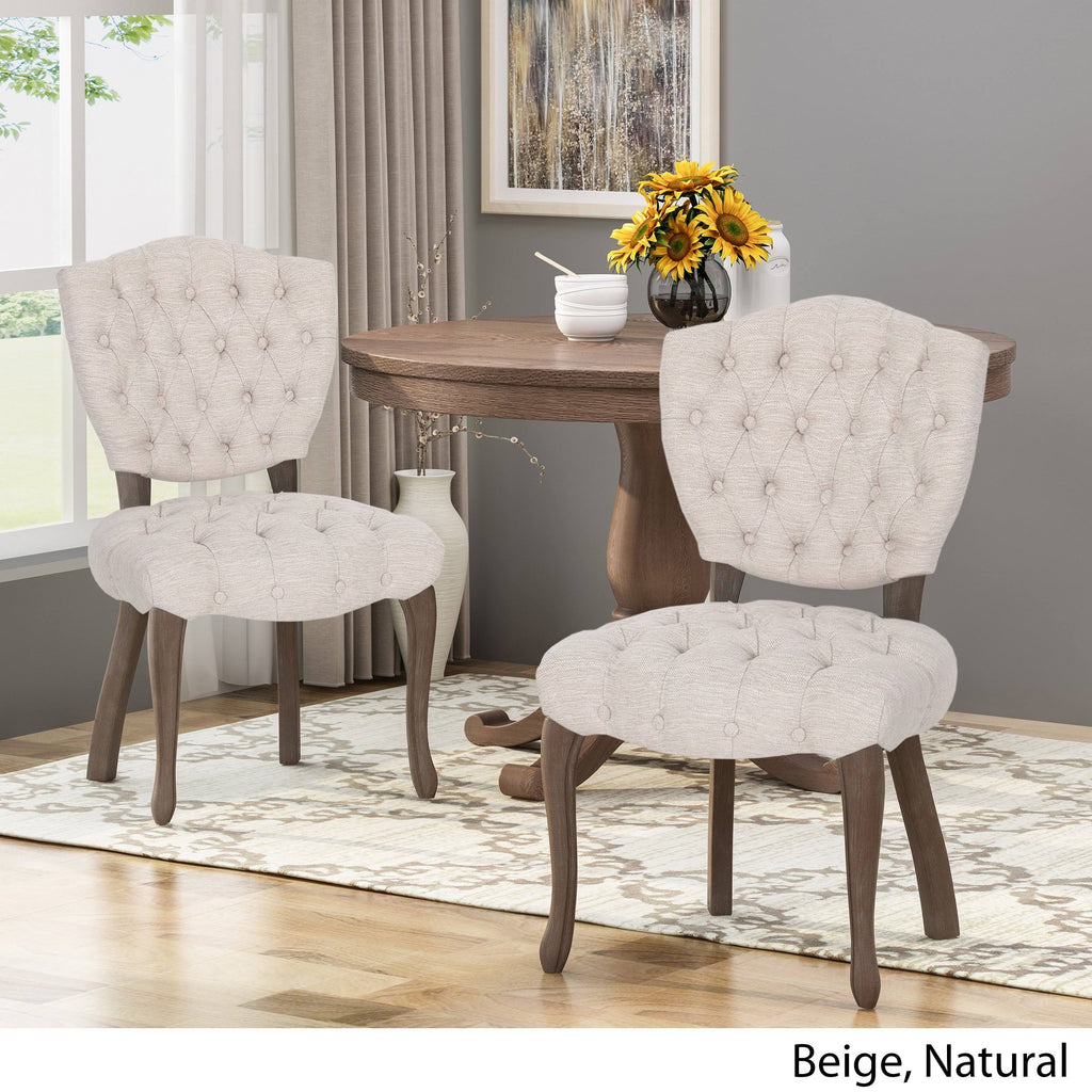 Tufted Dining Chair with Cabriole Legs Set of 2 Light Gray Y29572