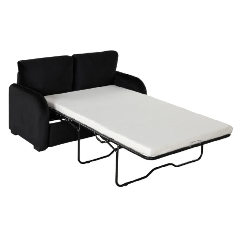 Black Pull Out Sofa Bed with USB Charging Port and Twin Size Mattress Pad X2436