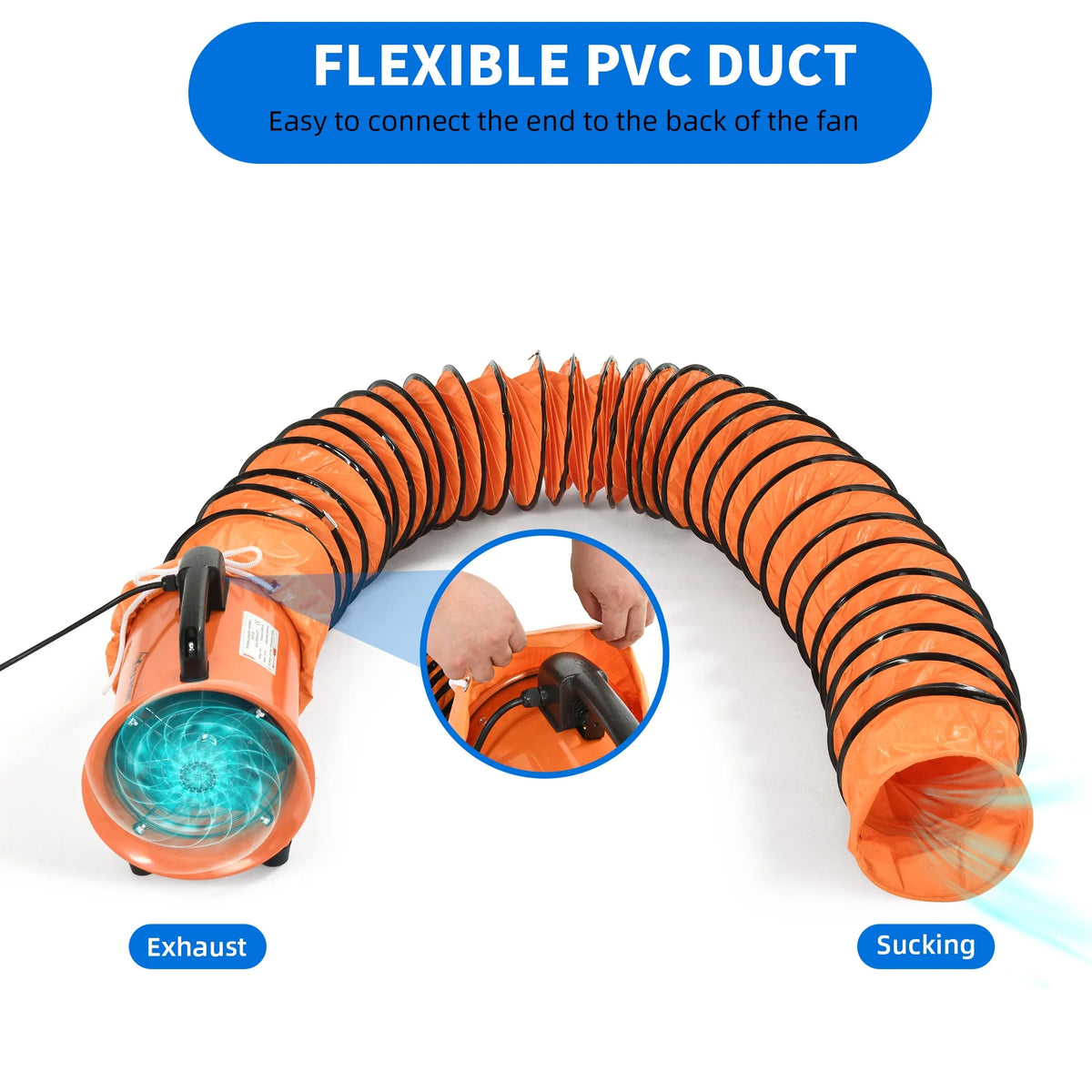 8" Utility Blower Extractor Fan with 16ft Duct Hose X24528