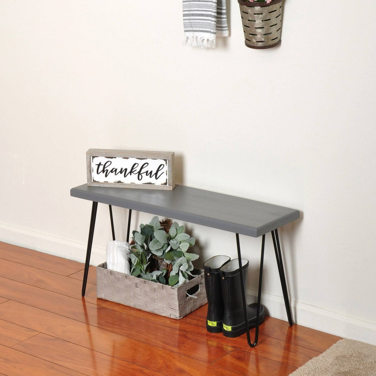 Weathered Gray Wood Bench R20217