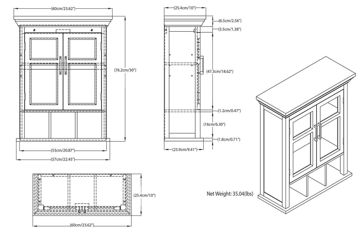 White Two Door Wall Cabinet with Cubbies L1177