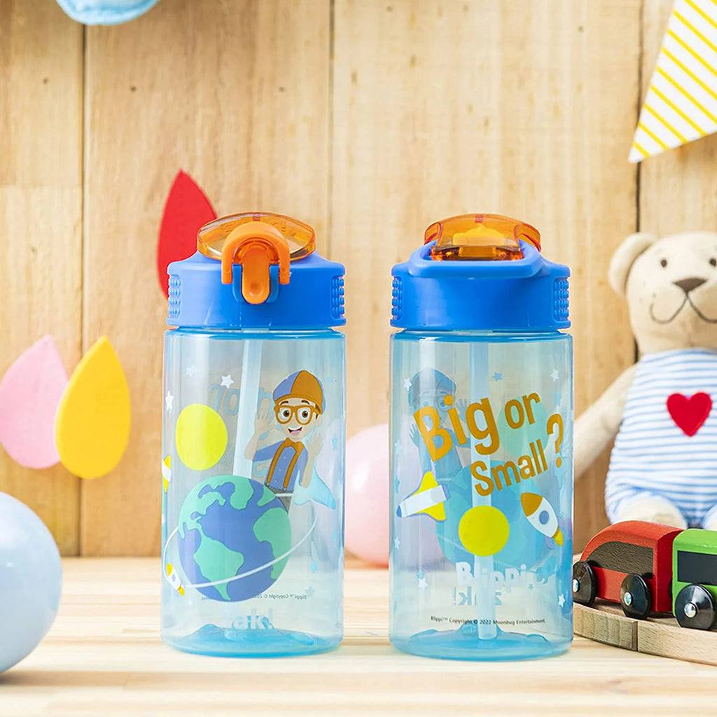 16 oz Pack of 2 Kids Water Bottle with Spout Cover and Carrying Loop L576366